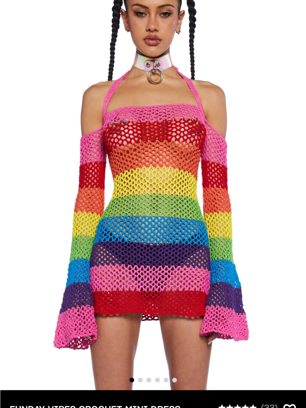 Club Exx rainbow crochet dress